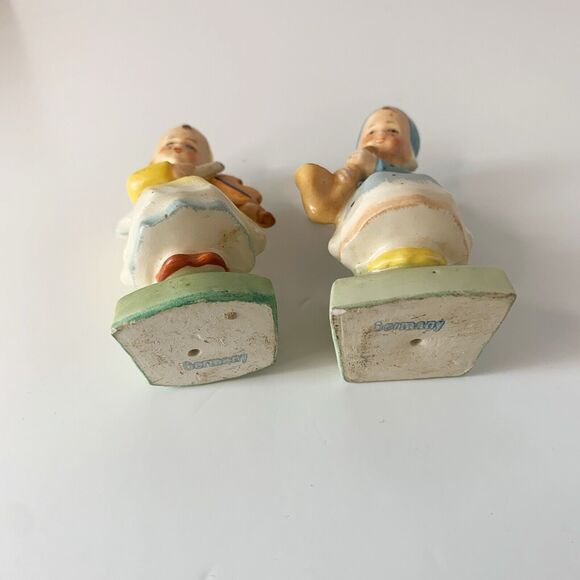 Vtg Angel Musicians Figurines Germany Saxophone Horn Violin Set of 2 Instruments - Picture 6 of 7
